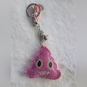 Pink Poo Rhinestone Emoji Keychain Bag Charm